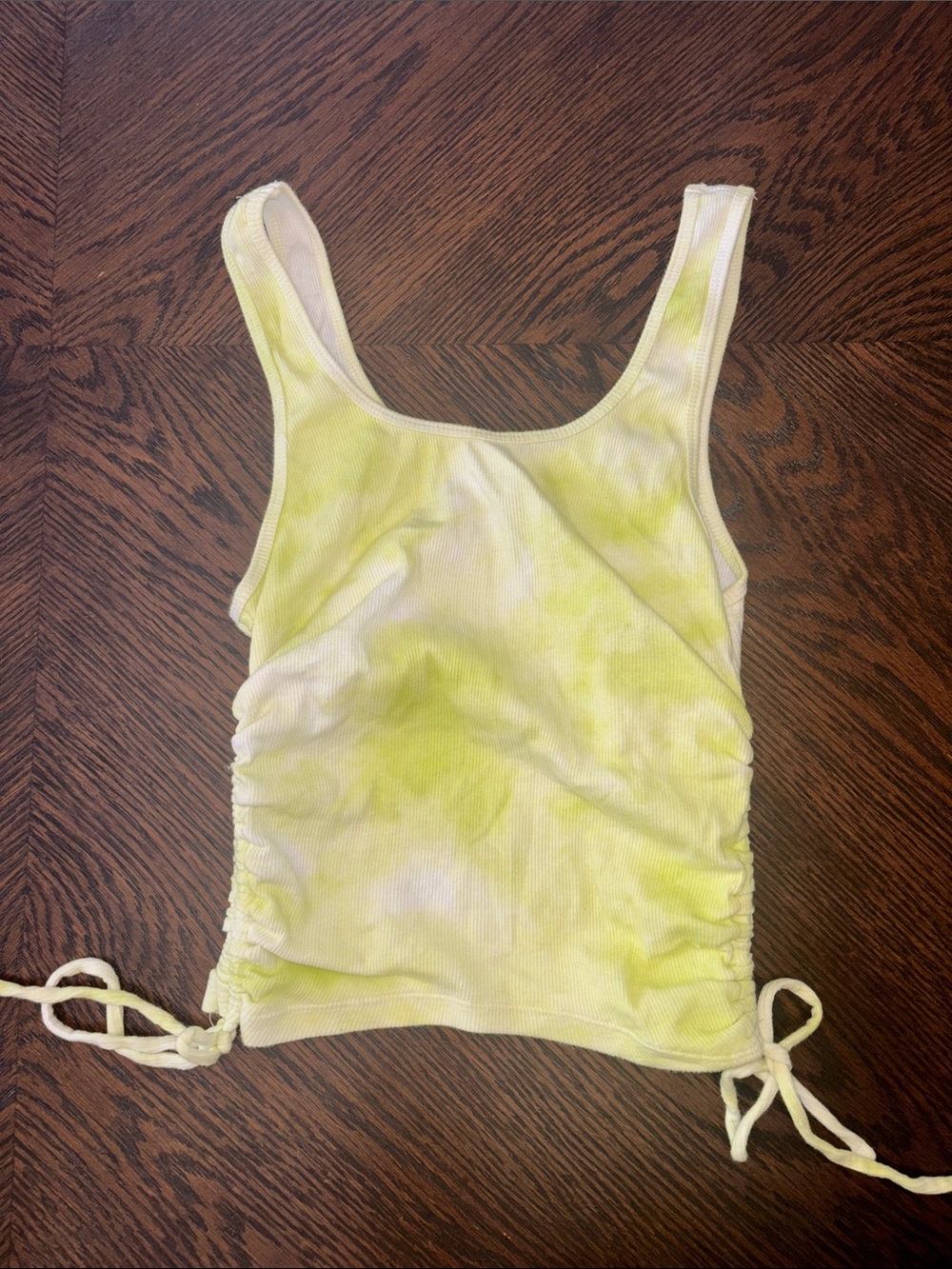 3/$12 Neon Yellow Hollister Women’s Tank Crop Top - Yellow Tie-Dye Small